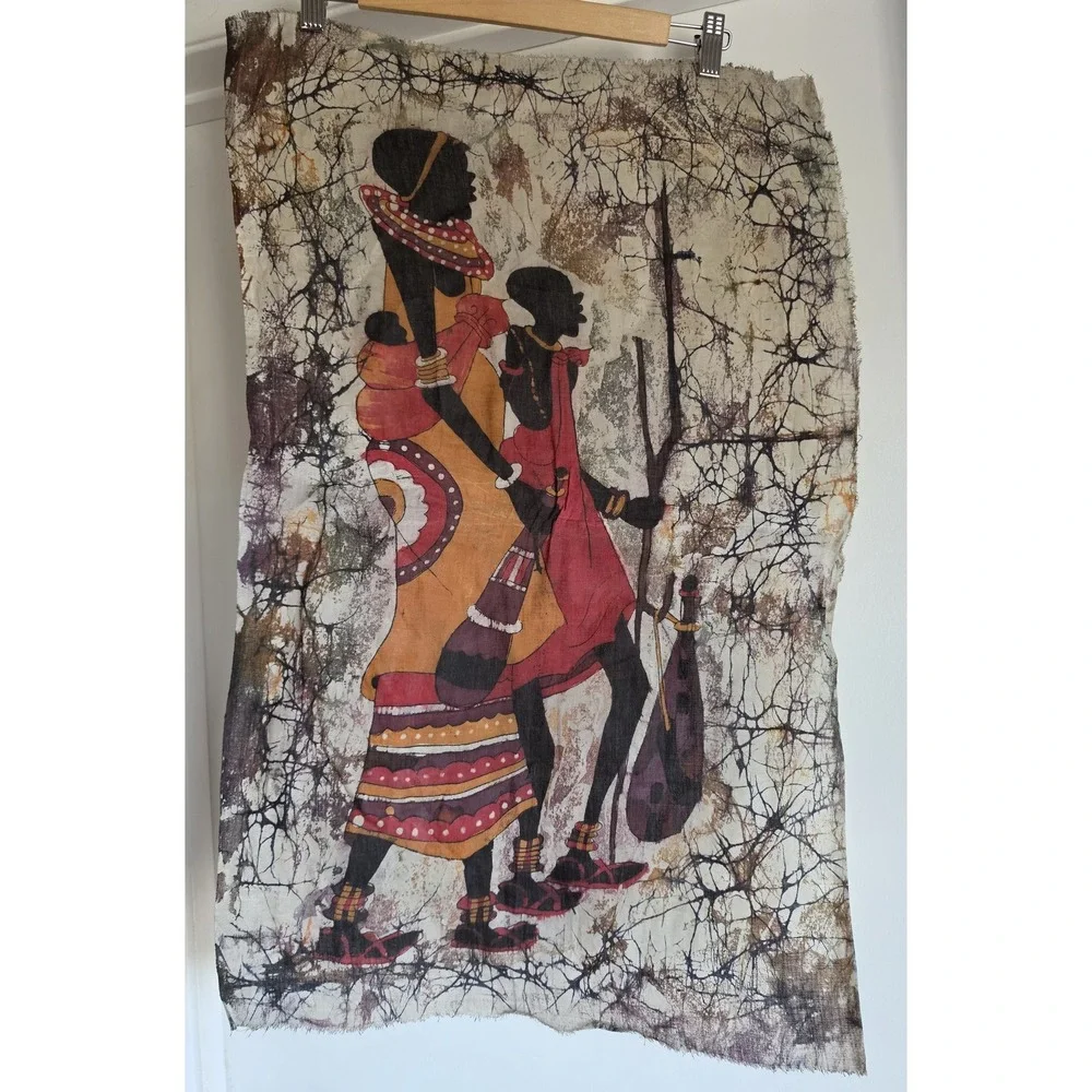 African Batik Wall Hanging Tapestry Decor Woven Textile Art 30x18